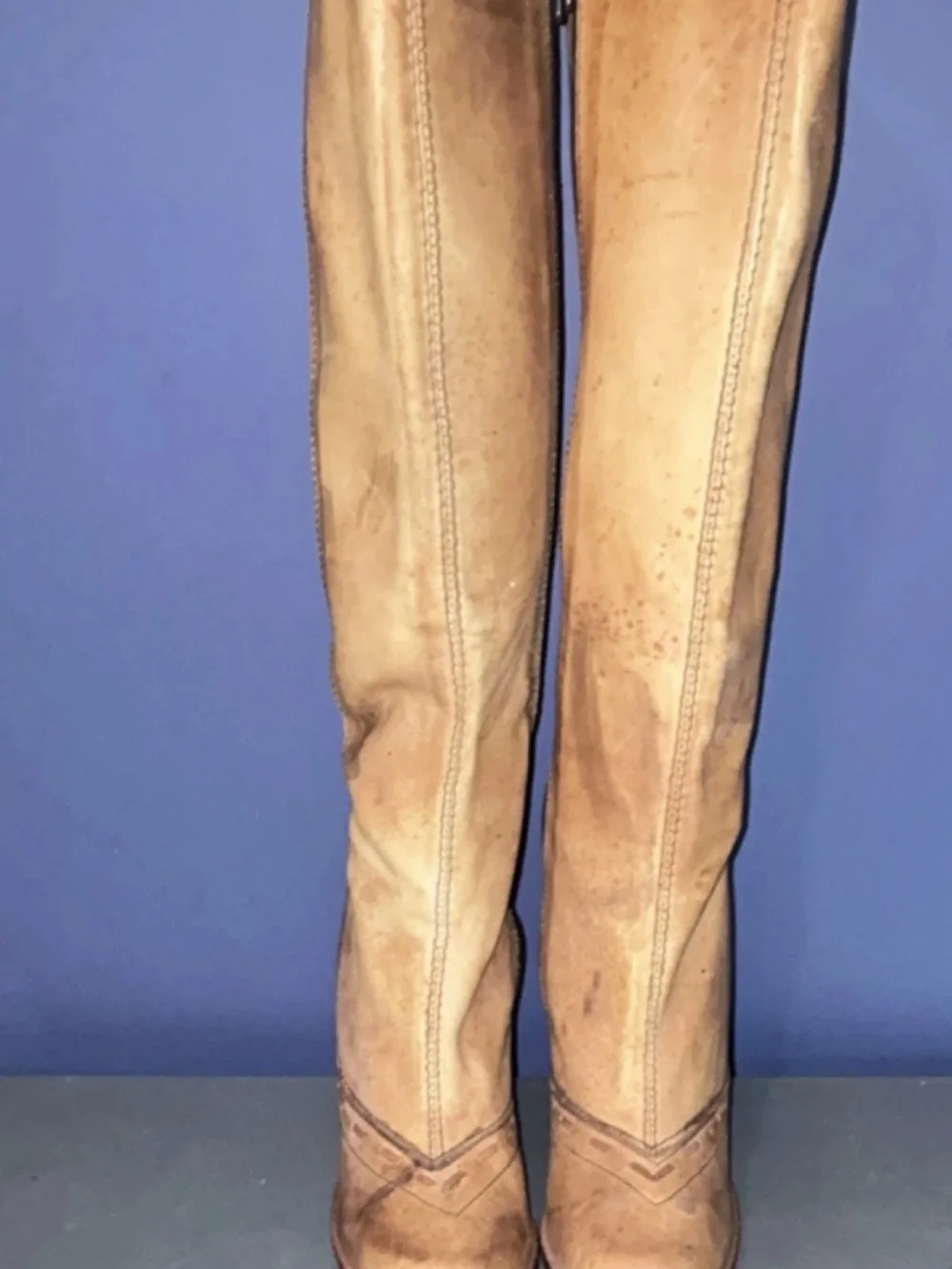 Wild Pair Over-the-Knee Suede Heeled Boots - Tan